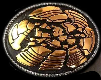 Leather belt with broken clay concho's, buckle, and keeper.