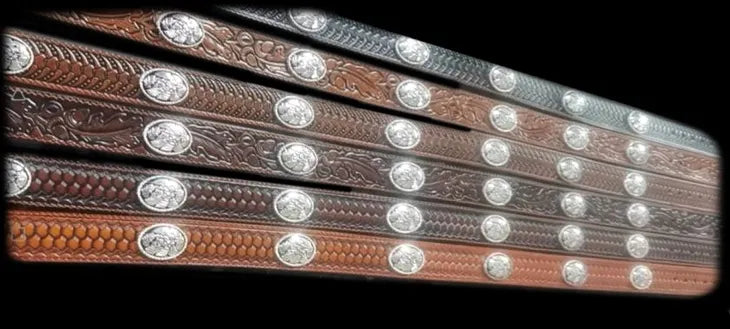 Leather Belt with Helice Conchos